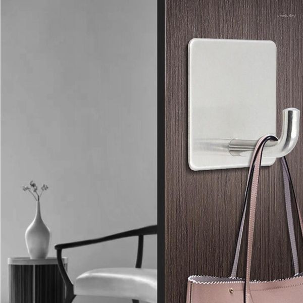 

hooks & rails stainless steel wall hanger self adhesive hook rack plastic closet storage lightweight drying for kitchen bathroom1