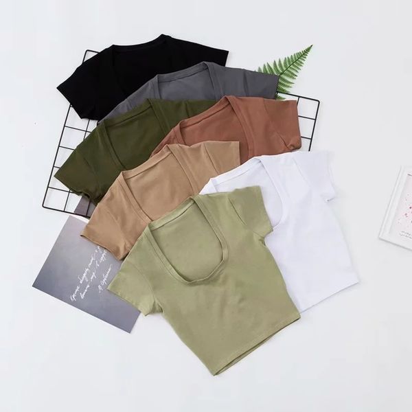 

winter wind new 2020 autumn / fashion versatile collar slim fit navel exposed solid short sleeve blouse for women, Black;gray