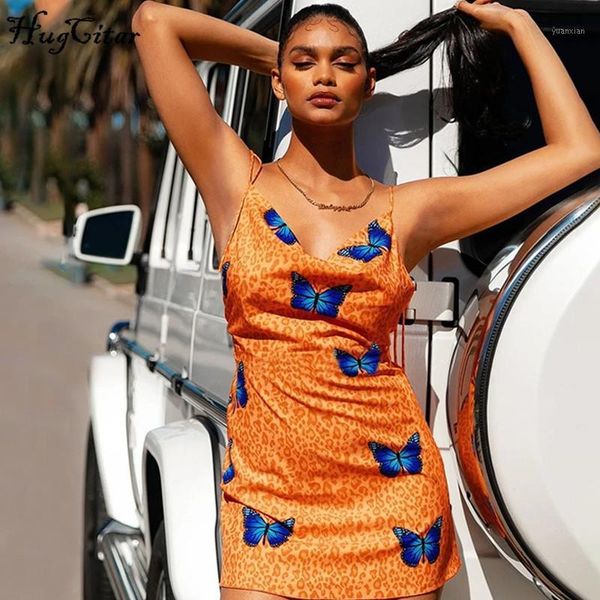 

hugcitar 2020 butterfly leopard print bandage backless mini dress summer women fashion streetwear outfits sundresses1, Black;gray