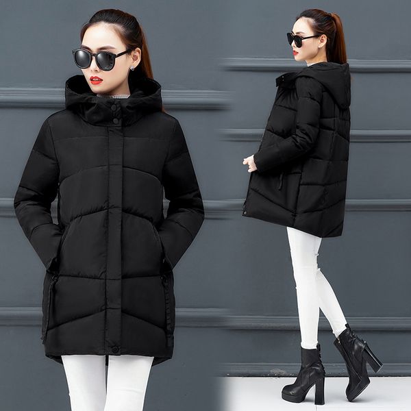 

2021 new women winter jacket women hooded new fashion winter female coat warm outwear 29dy, Black
