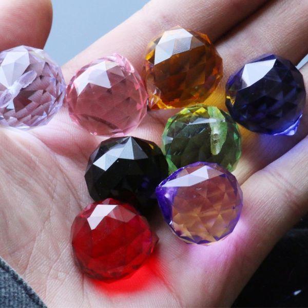 

8pcs mixed color glass crystal prism ball 30mm hanging chandelier jewelry suncatcher diy craft supply decoration part for lamp h bbywno
