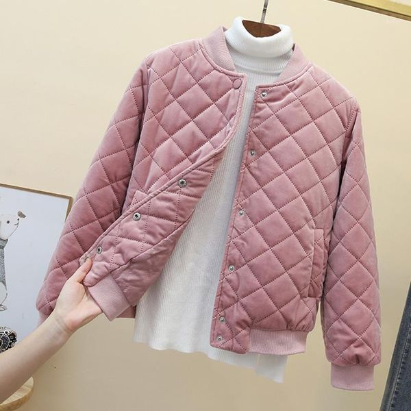 

winter corduroy jacket warm women cotton padded comfortable soft solid color fashion neck snowy day outerwear wild 1, Black