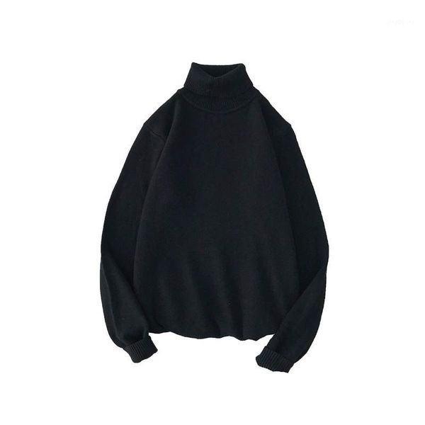 

2020 autumn winter men sweater solid color casual slim fit knitting turtleneck sweater men slim fit knitted pullovers male 1, White;black
