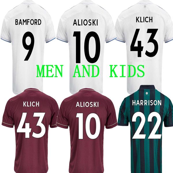 

новый bamford soccer jerseys united 2020 2021 alioski rodrigo koch cocha alioski phillips мужчины детские обучение футбольная рубашка таилан, Black