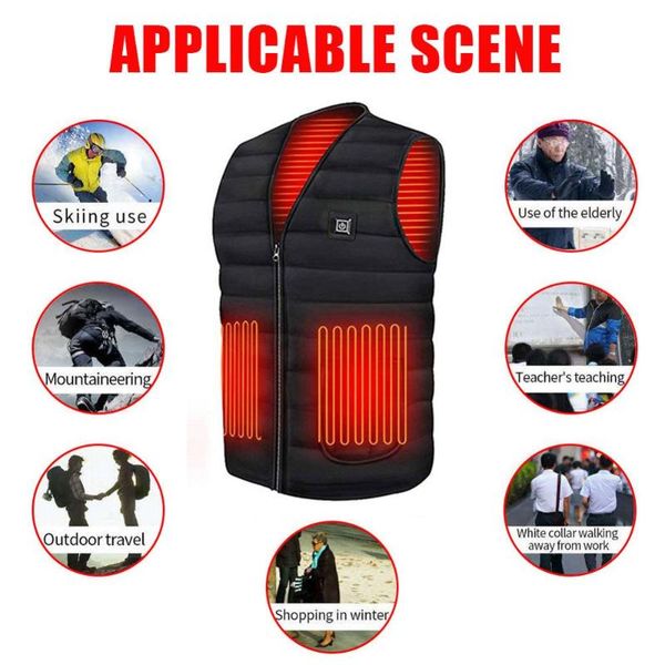 

outdoor t-shirts 2021 brand smart usb heating vest for winter 5pcs film electric 3 gears adjustable warm clothes cycling, Gray;blue