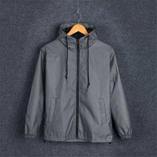 

2020 fashion solid color reflective jacket men/women harajuku windbreaker jackets hooded streetwear coat long sleeved #g40, Black;brown