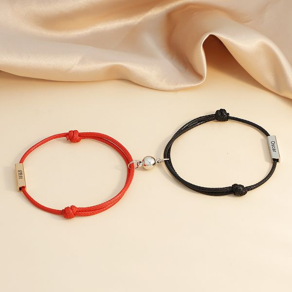 

2020 new red black rope hand woven bracelet for men and women, Silver