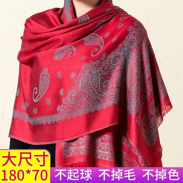 

red women to wear in winter, warm mothers, middle-aged old people, grannies, big scarves shawls for autumn and, Blue;gray