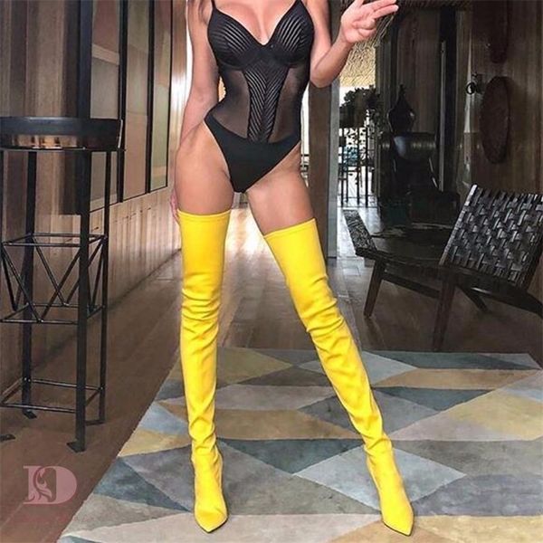 

doratasia brand design plus size 48 over the knee boots thin high heels shoes woman pointed toe party shoes women boots t200425, Black