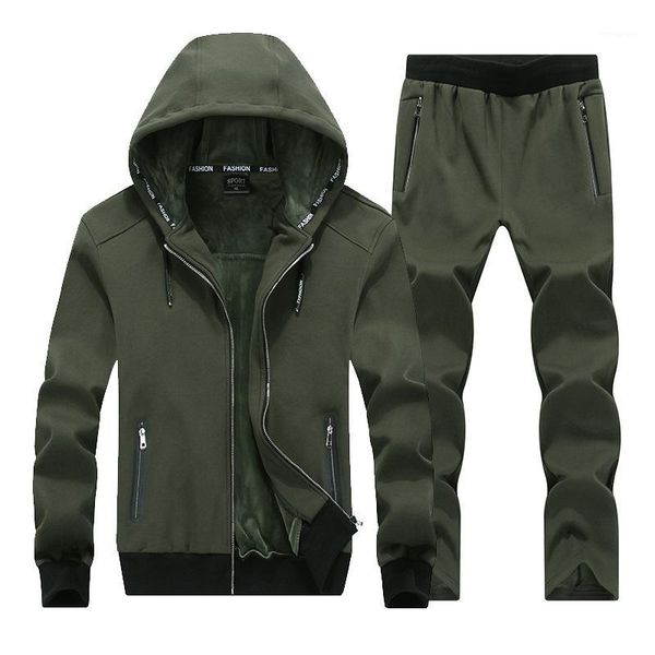 

2018 the new fashion winter men sporting suit hoodies jacket+pant thick sweatsuit two piece set tracksuit for men clothing 8xl1, Gray