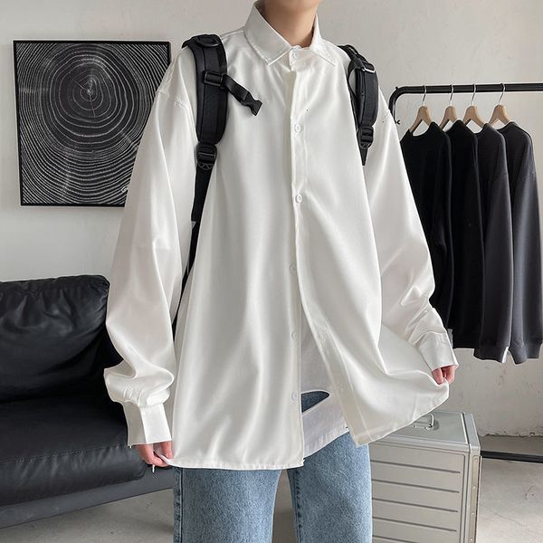 

2021 new privathinker fashion brand men's 2021 casual shirts woman solid color man long sleeve streetwear shirt clothing 5znq, White;black
