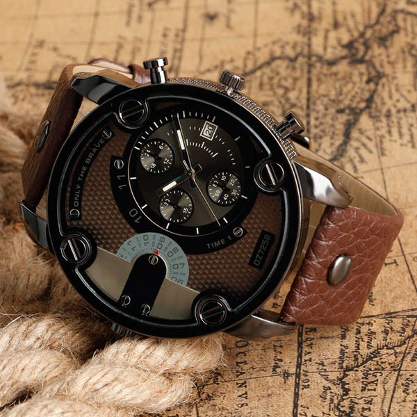 

dial large men's original new fashion quartz watch trendy military watch tcp9f4ok, Slivery;brown