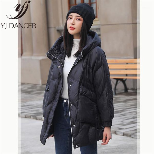

women's down & parkas fashion jacket women long section 2021 winter white duck overcoat thick warm loose coat hooded female zzz1901, Black