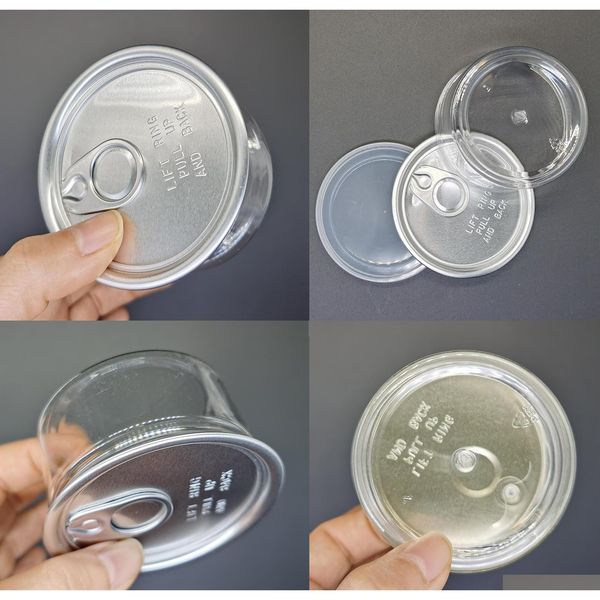 

3.5g clear pet can 100ml flower dry herb cans 33*65mm ring pull aluminum lid jars airtight concentrate food sav qylyug lipper