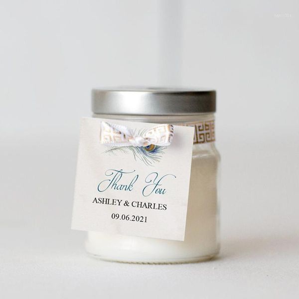 

boho wedding favor tag "peacocks feather" personalized wedding tags bridal shower tags square or round1