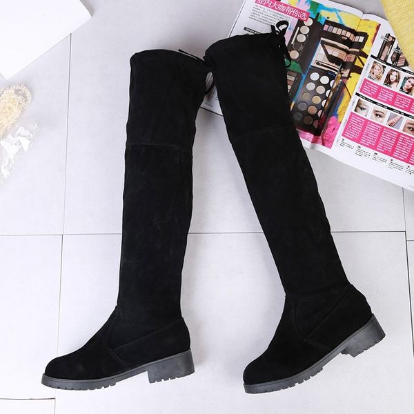 

winter new women's solid color round head casual wild fashion warm and comfortable plus velvet boots j95 y200115, Black