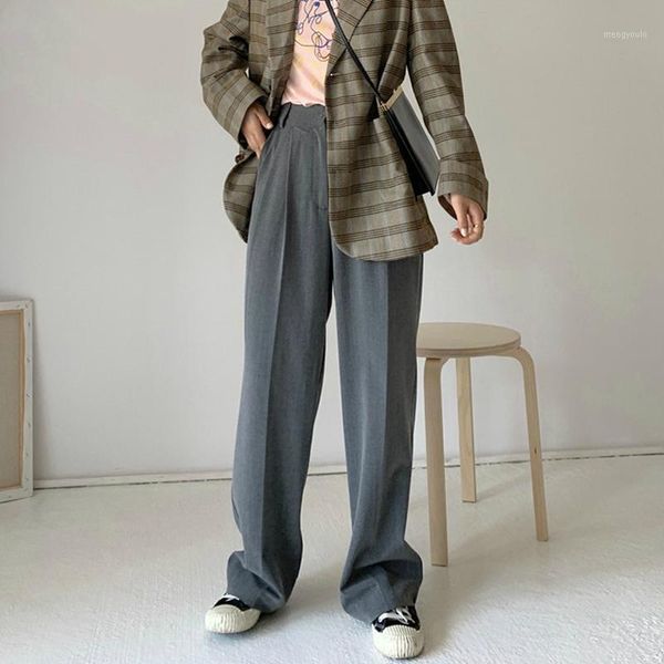 

mozuleva casual loose straight pants 2020 spring summer female long trousers chic pantalon women office ladies suit pant femme1, Black;white