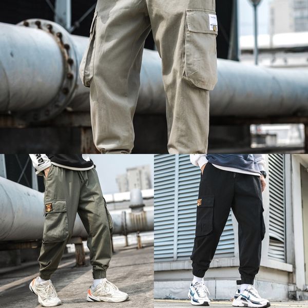 

e0mec 2020 vlo5d lianxu new pure cotton overalls fashion men's big pocket legged handsome men's overalls wear, Blue