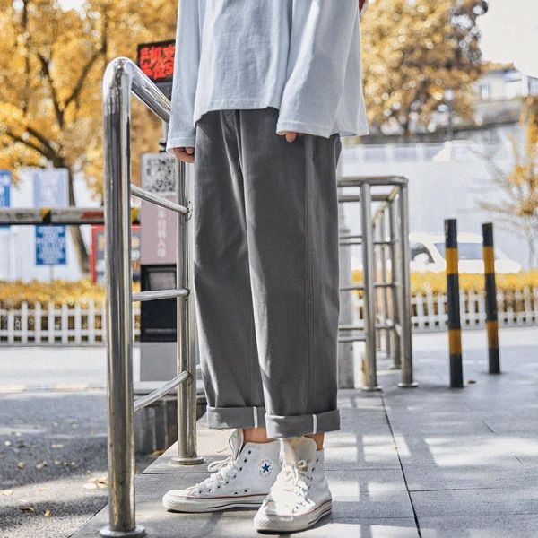 

men's pants streetwear men's solid color harem 2021 korean men casual straight man trousers1, Black