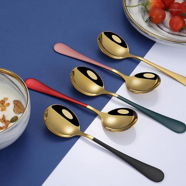 

spoons 5pcs stainless steel desserts ice cream coffee stirring kitchen restaurant tableware tools1