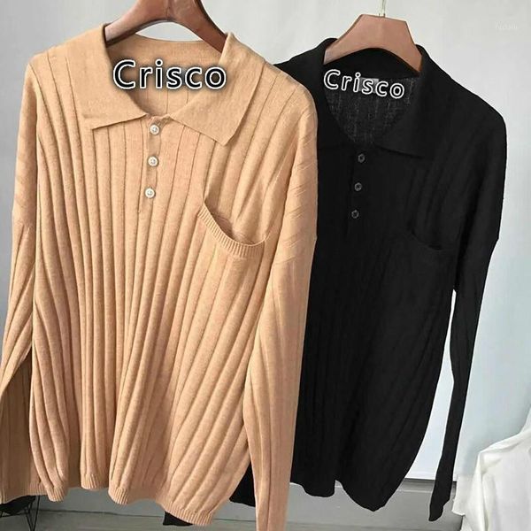 

women sweater wool pullover lapel loose-fit sweater1, White;black