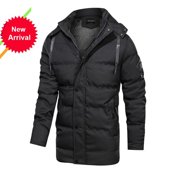 

2021 Kb New Winter Men's Thicker Cotton Hooded Collar Coat Fashion Warm Outerwear Hot Athletic Wear Yp0f, Black