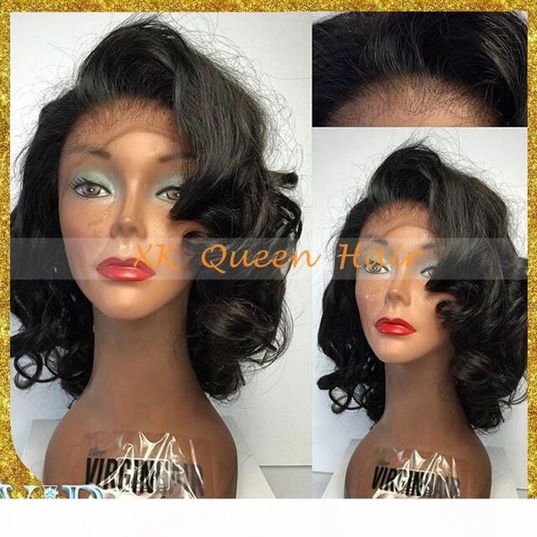 

brazilian loose deep wave bob wigs virgin hair lace front wig with baby hair glueless full lace human hair wigs for black women, Black;brown