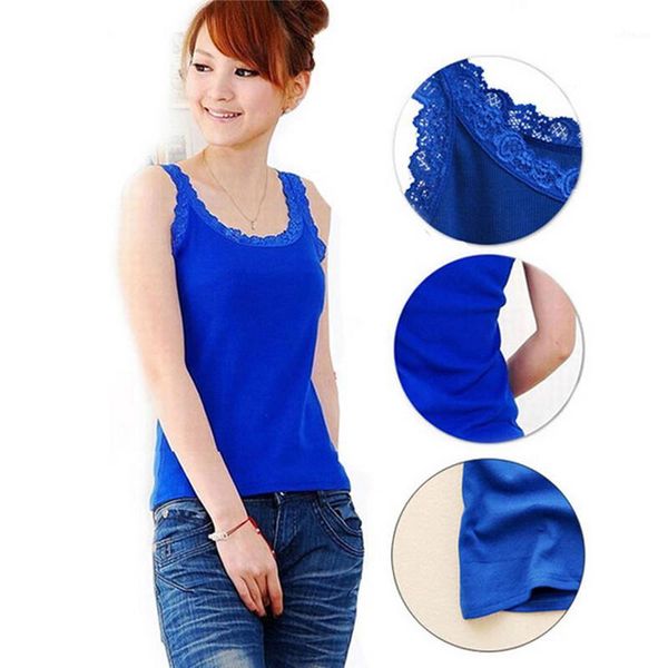 

camisole tank women tee shirt female casual loose lace o-neck plus size sleeveless1, Black;white