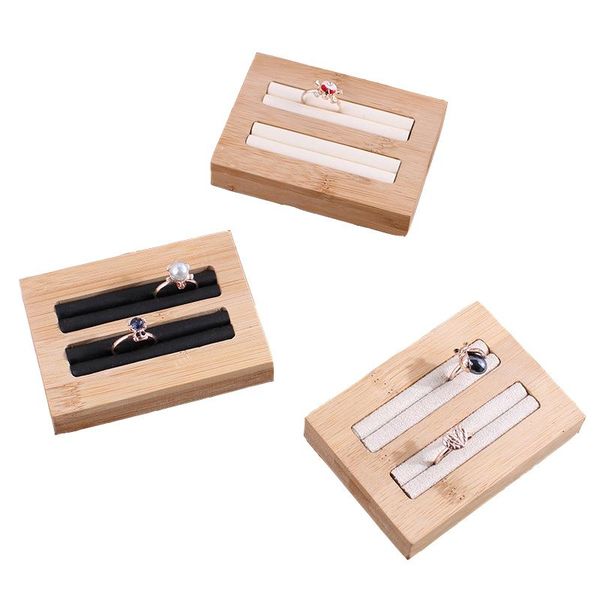 

1 pcs pu leather/ velvet rings display mini jewelry display stand bamboo jewelry rings holder organizer 9.3*6.8*1.8cm, Pink;blue
