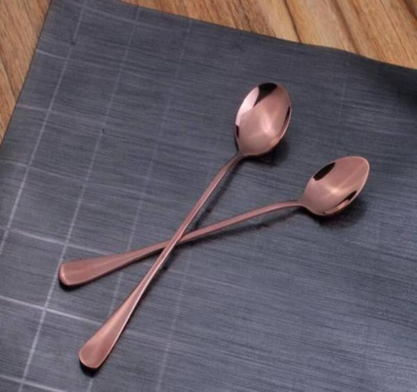 

stainless steel spoon golden color electroplated long ice spoon stir coffee spoon tableware bbyapm lg2010