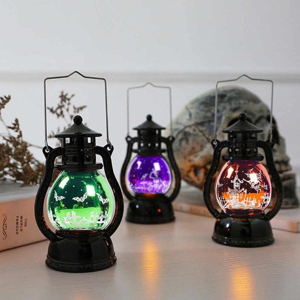 

1pc retro small oil lamp halloween decoration for home skull witch spider horror party supplies trick or treat