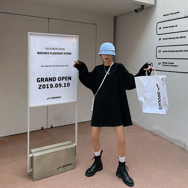 

new 2021 solid color bottoming women t shirt spring fall long neck hara juku loose women's shirts y441 kbk0 dnu2, White