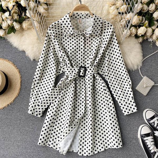 

yuoomuoo europe fashion elegant sashes bandage women dress 2020 autumn dot leopard print shirt dress casual ladies office1, Black;gray
