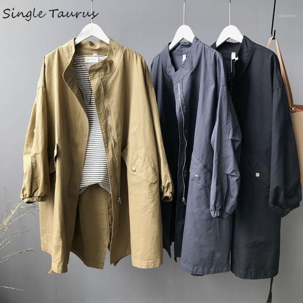 

loose boyfriend style trench women long sleeve korean causal women clothes 2020 autumn moda feminina manteau femme long coat1, Tan;black