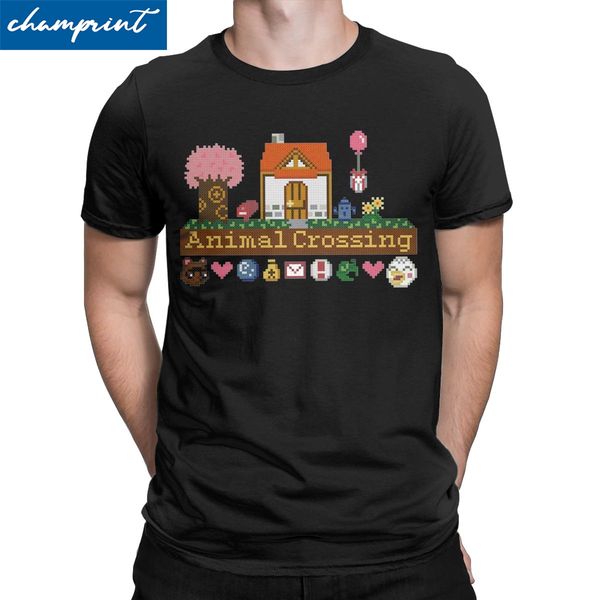

animal crossing pixel house novelty short sleeve crew neck birthday gift clothes sport hooded sweatshirt hoodie men t shirt