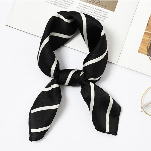 

небольшой шелковый шарф женские печать головки шеи хиджаб квадратные шарвы офисные женские галстуки волос галстук шейный угол многофункциона, Black;brown