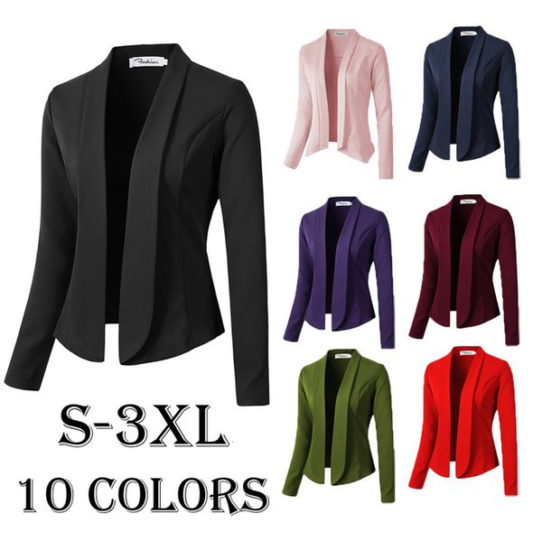 

2021 new fashion autumn women blazers casual jacket work office lady suit slim none button business oversized blazer coat hxoo, White;black