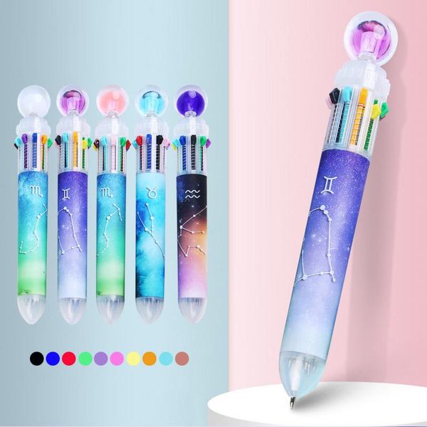 

10 цветов чернила созвездие шариковая ручка 0.5mm звездное multicolor ручка для девушки подарков канцелярские школы письменные товары для оф, Blue;orange