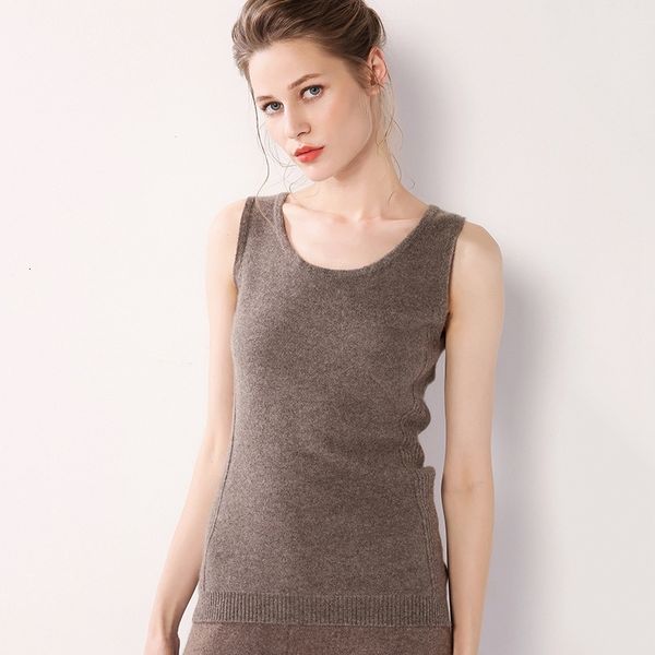 

2021 new women pure cashmere knit vest camis bass-oneck 8 colors female no mangoes young lungs q1xw, White