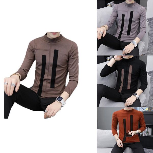 

new 2020, high neck pullover thick casual standard wool knitting full stripe pattern slim high neck temperament1, White;black