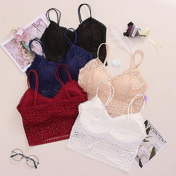

push up wireless lace floral underwear women's tube bra women plus size underwear lingerie full cup summer women, Black;white