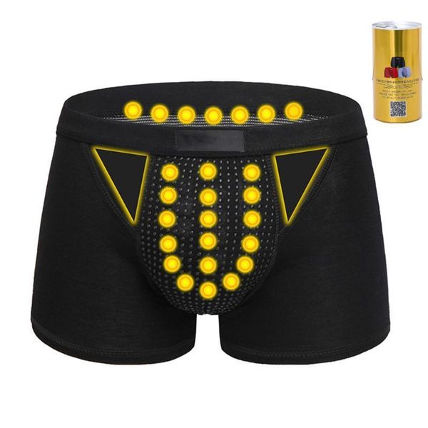 

3 color men's underwear underpants physiotherapy health magnet underwear cotton magnetic boxer shorts1, Black;white
