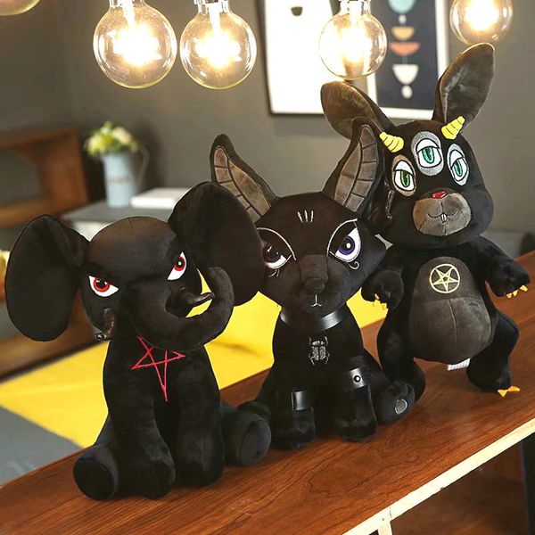 

black demon monsters stuffed toys nine head snacks evil plush dolls toys three eyes rabbit red eyes elephant game doll toys 1011