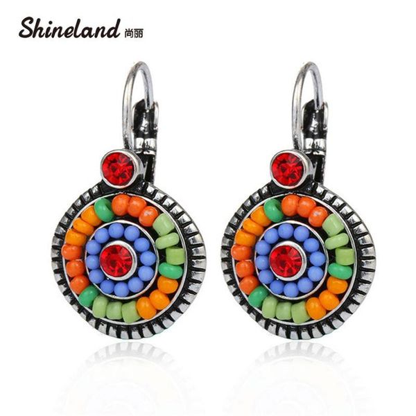 

dangle & chandelier vintage earrings 2 brincos women trendy colorful beads charms rhinestones ethnic drop bohemian statement jewelry, Silver