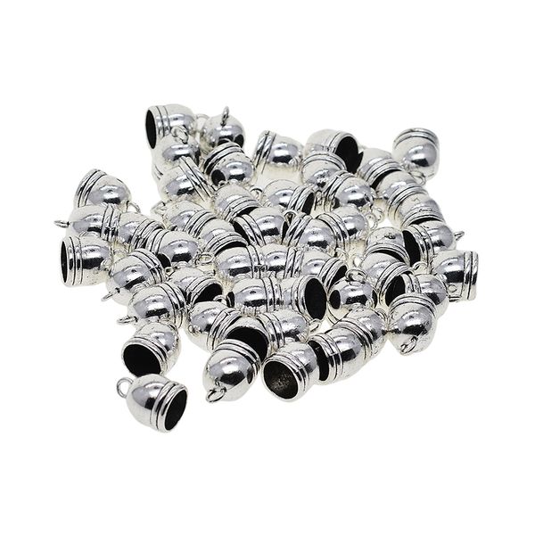 

50 pieces silver plated copper diy jewelry findings fit 10mm leather cord tassel end caps for jewelry making connectors