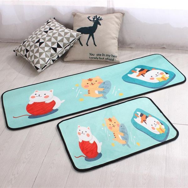 

cartoon cat printed funny mats for front door entrance door mats non-slip microfiber for hallway kitchen floor1