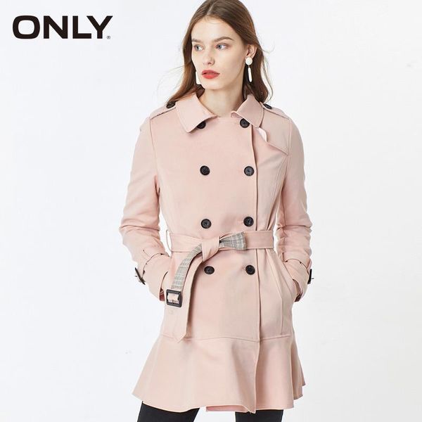 

only women's mid-length cinched waist trench coat | 119336587, Tan;black