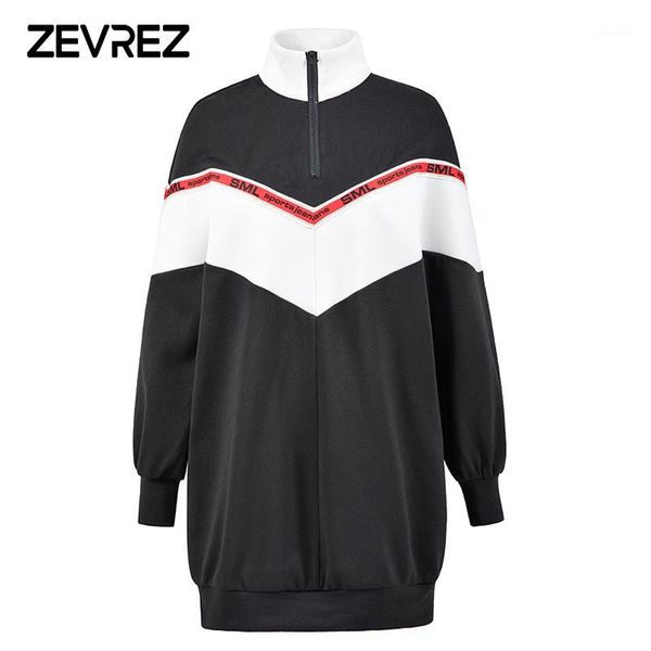 

women's hoodies & sweatshirts women stitching autumn winter sweatshirt standing collar pullover hooded female casual long-sleeve tracks, Black