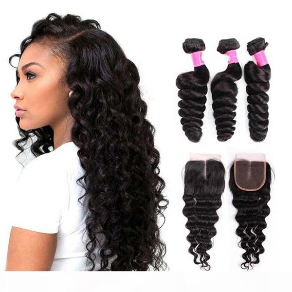 

7a virgin brazilian loose wave bundles with closoure unprocessed peruvian loose wave 1b black loose wave hair with closure