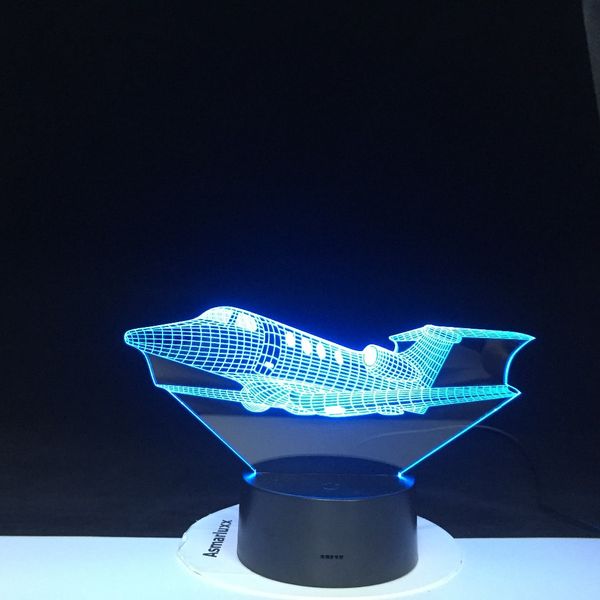 

air plane 3d led night light 7 colors changing lamp aircraft christmas light acrylic illusion desk lamp for kids drop gift
